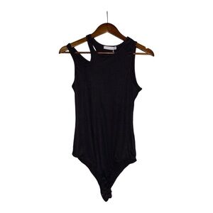 Six Fifty Rib Knit Bodysuit Cut Out‎ Black Women M Sleeveless Goth Grunge NWT